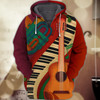 FUNSTUFFPRINT Piano - Red 3D Hoodie and Zip Hoodie