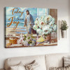 White Rose Vase Walking With Jesus Today I Choose Joy Canvas Wall Art - Jesus Canvas Pictures - Christian Wall Posters