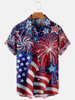 Vintage American Flag Fireworks Pocket Short Sleeve Shirt, 4th Of July Hawaiian Shirt for men
