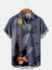 Guitar Casual Loose Men's Plus Size Short-Sleeved hawaiian Shirt