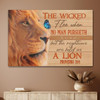 Lion The Wicked Flee When No Man Pursueth Canvas Wall Art - Christian Poster - Religious Wall Decor