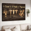 Lion Of Judah Jesus Painting 1 Cross 3 Nails 4given Canvas Wall Art - Jesus Canvas Pictures - Christian Wall Posters