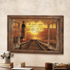 Light House Sunset Painting My God Is My Rock In Whom I Take Refuge Canvas Wall Art - Christian Poster - Religious Wall Decor