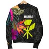 FUNSTUFFPRINT Hawaii Women’s Bomber Jacket – Hibiscus Polynesian Pattern – BN39 Bomber Jacket