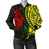 FUNSTUFFPRINT Hawaii Women’s Bomber Jacket – Polynesian Patterns With Hibiscus Flowers – BN15 Bomber Jacket