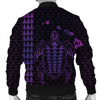 FUNSTUFFPRINT Hawaiian Map Kakau Turtle Polynesian Bomber Jacket – Purple – AH – J4R Bomber Jacket