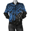 FUNSTUFFPRINTI Kosrae Polynesian Bomber Jacket (Women) – Blue Turtle – BN15 Bomber Jacket