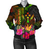 FUNSTUFFPRINTI Kosrae Polynesian Personalised Women’s Bomber Jacket – Hibiscus and Banana Leaves – BN15 Bomber Jacket