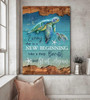 Turtle Everyday Is A New Beginning Canvas Wall Art - Christian Wall Posters - Religious Wall Decor