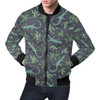 FUNSTUFFPRINTI Lizard Leaf Pattern Print Mens Bomber Jacket