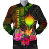 FUNSTUFFPRINTI Marshall Islands Polynesian Personalised Men’s Bomber Jacket – Hibiscus and Banana Leaves -BN15 Bomber Jacket