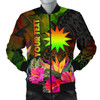 FUNSTUFFPRINTI Nauru Polynesian Personalised Men’s Bomber Jacket – Hibiscus and Banana Leaves – BN15 Bomber Jacket