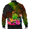 FUNSTUFFPRINTI New Caledonia Polynesian Personalised Men’s Bomber Jacket- Hibiscus and Banana Leaves – BN15 Bomber Jacket