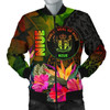 FUNSTUFFPRINTI Niue Polynesian Men’s Bomber Jacket – Hibiscus and Banana Leaves – BN15 Bomber Jacket