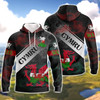 FUNSTUFFPRINT  Wales Cymru   3D Hoodie and Zip Hoodie