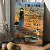 Pretty Sunset Lighthouse Drawing The Name Of The Lord Canvas Wall Art - Christian Wall Posters - Religious Wall Decor