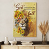 Lion With Sunflower God Is Within Her She Will Not Fall Canvas Wall Art - Christian Wall Posters - Religious Wall Decor