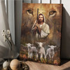 Jesus Painting White Lamb Lion's Eyes Walking With Jesus Canvas Posters Canvas Wall Art - Christian Wall Posters - Religious Wall Decor