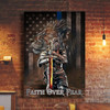 Jesus Faith Over Fear Lion American Flag Canvas Posters - Christian Wall Posters - Religious Wall Decor