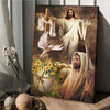 Beautiful Jesus Painting - Dove Cross Yellow Flower Canvas Posters - Christian Wall Posters - Religious Wall Decor