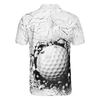 Golf Ball Breaking Men Polo Shirt, Black And White Cracking Pattern Polo Shirt, Best Golf Shirt For Men