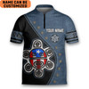 Custom Personalized Puerto Rico Taino Sun Flag Bowling Jersey Style Polo Dark Quick Zipper Shirt