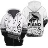 FUNSTUFFPRINT  Piano 3D Full Print   3D Hoodie and Zip Hoodie