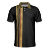 Men Polo Shirt - Luxury Baroque Pattern Eagle Badge Golf Polo Shirt - Gift For men - Golden Greek Key Pattern Polo Shirt
