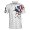 GE Golf American Flag Men Polo Shirt, Golf Ball Pattern Shirt For Men, Gift For Golfers