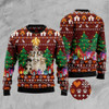 FUNSTUFFPRINT Australian Shepherd Pine Tree Ugly Christmas Sweater, Xmas Tree Sweater, Christmas Sweater  Ugly  Sweater