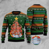 FUNSTUFFPRINT Flamingo Christmas Tree Snowman Ugly Christmas Sweater, Xmas Tree Sweater, Christmas Sweater Ugly  Sweater