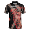Digital Golf Style Polo Shirt, Short Sleeve Black And Red Golfer Golf Shirt For Men, Best Gift For Men Golfers