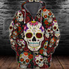 FUNSTUFFPRINT Sugar Skull - Full Print Tad 3D Hoodie and Zip Hoodie