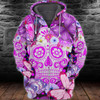 FUNSTUFFPRINT Sugar Skull - Full Print  3D Hoodie and Zip Hoodie