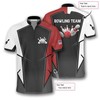 Custom 3D All Over Print Best Strike Custom Bowling Jerseys for Men, White and Red Bowling Shirt, Strike Bowling Shirt