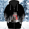 FUNSTUFFPRINT Cat Maine Coon And Winter Night  3D Hoodie and Zip Hoodie