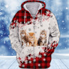 FUNSTUFFPRINT Never Walk Alone Christmas Cats  3D Hoodie and Zip Hoodie