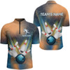 Custom Personalized Bowling Quarter-Zip Shirt Men 3D Bowling Jersey Custom Bowling Team League Shirts