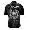 Custom Skull Bowling League Shirt Men Bowling Jersey Team Lightning Thunder Bowling Quarter-Zip Shirt