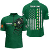 Custom St Patrick's Day US Flag Custom Men Billiard Quarter-Zip Green Patrick Billiards Shirts