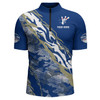 Custom Bowling Shirt for Men Blue Camo Bowling Jersey Flame Bowling Quarter-Zip Shirt