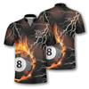 Custom Fire Flame Lightning Custom Billiard Jerseys for Men, Perfect Gift for Billiard Player