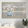 Blue Butterfly Cotton Flower Painting I Can Only Imagine Canvas Wall Art - Christian Wall Decor