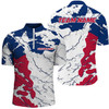 Custom Bowling And Pins American Flag Patriotic League Customized Name, Team Name 3D Zipper Polo Shirt For Men