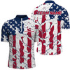 Custom Bowling And Pins American Flag Patriotic League Customized Name, Team Name 3D Zipper Polo Shirt For Men