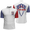 Custom Bowling And Pins American Flag Patriotic League Customized Name, Team Name 3D Zipper Polo Shirt For Men