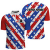 Custom Bowling And Pins American Flag Patriotic League Customized Name, Team Name 3D Zipper Polo Shirt For Men