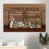 Beautiful Garden Brilliant Flower White Butterfly Canvas Family Rules Stay Humble Canvas Wall Art - Christian Wall Decor