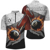 Custom Billiard Grey Grunge Fire 8 Ball Pool Customized Name, Team Name 3D Jersey Shirt For Men