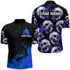 Custom Billiard Blue Skull Fire 8 Ball Customized Name, Team Name 3D Polo Shirt For Men, Gift for Billiard Players